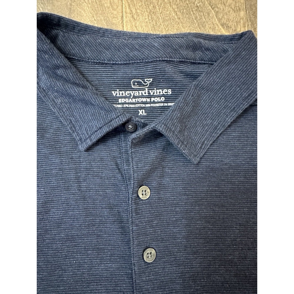 Vineyard Vines Men's X LARGE Performance Polo Shirt Blue Striped‎ XL Golf - Picture 4 of 7